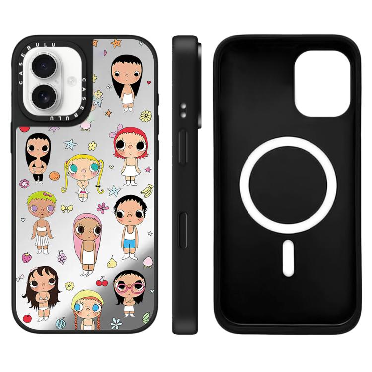 For iPhone 16 YUY Series Pattern Mirror Magnetic Phone Case(YUY Friends)