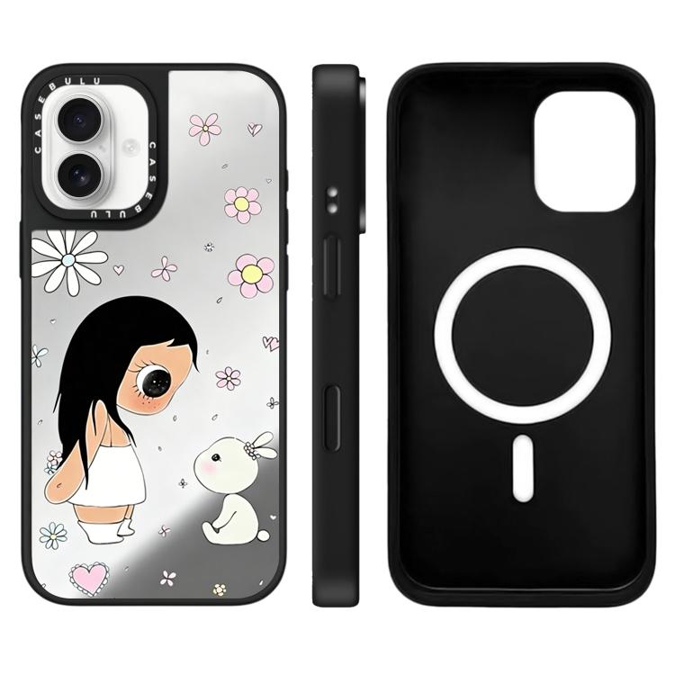 For iPhone 16 YUY Series Pattern Mirror Magnetic Phone Case(YUY Rabbit)