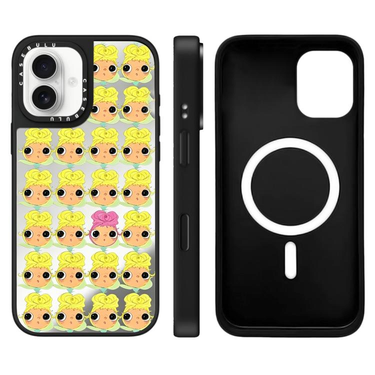 For iPhone 16 YUY Series Pattern Mirror Magnetic Phone Case(YUY Rose Heads)
