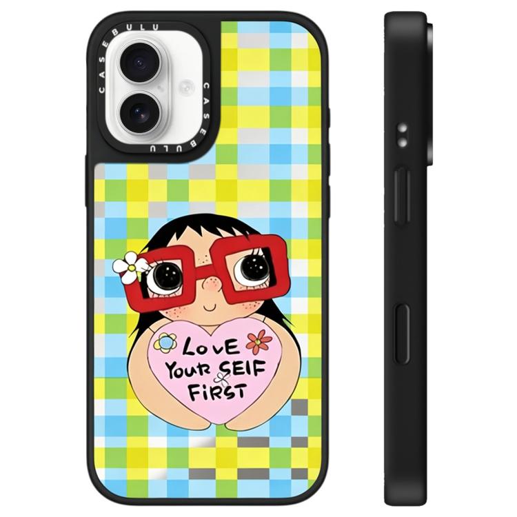 For iPhone 16 YUY Series Pattern Mirror Phone Case(Glasses YUY)