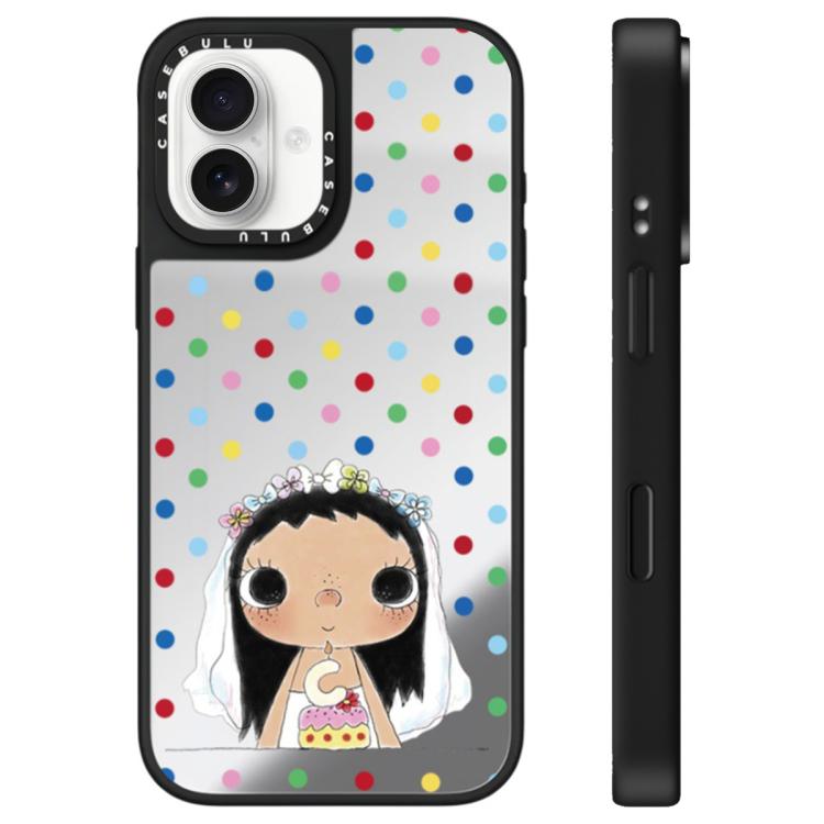 For iPhone 16 YUY Series Pattern Mirror Phone Case(YUY Dots)
