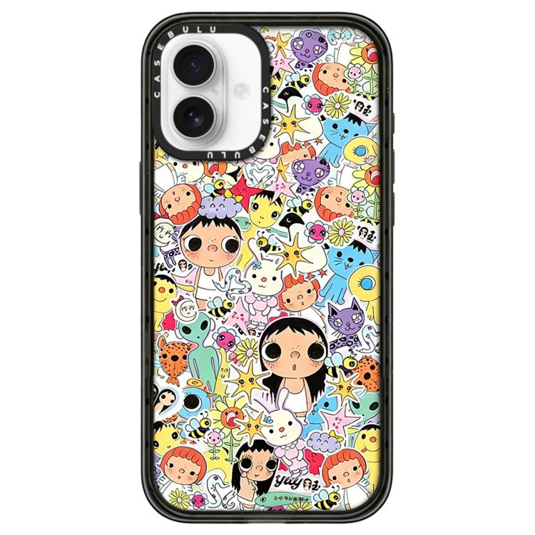 For iPhone 16 YUY Series Pattern Transparent Acrylic Phone Case(YUY Stars Animals)