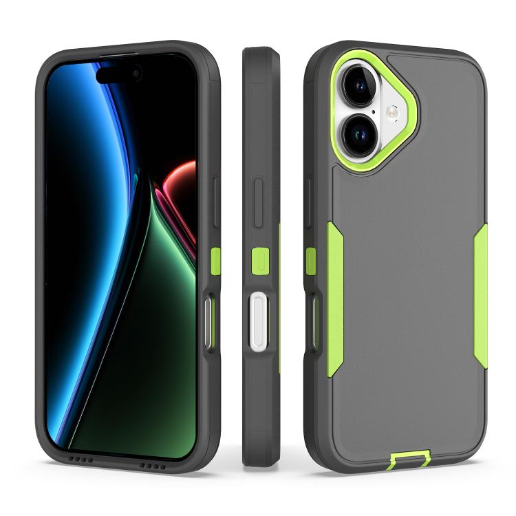 For iPhone 17 2 in 1 PC Hybrid TPU Phone Case(Gray+Fluorescent Green)