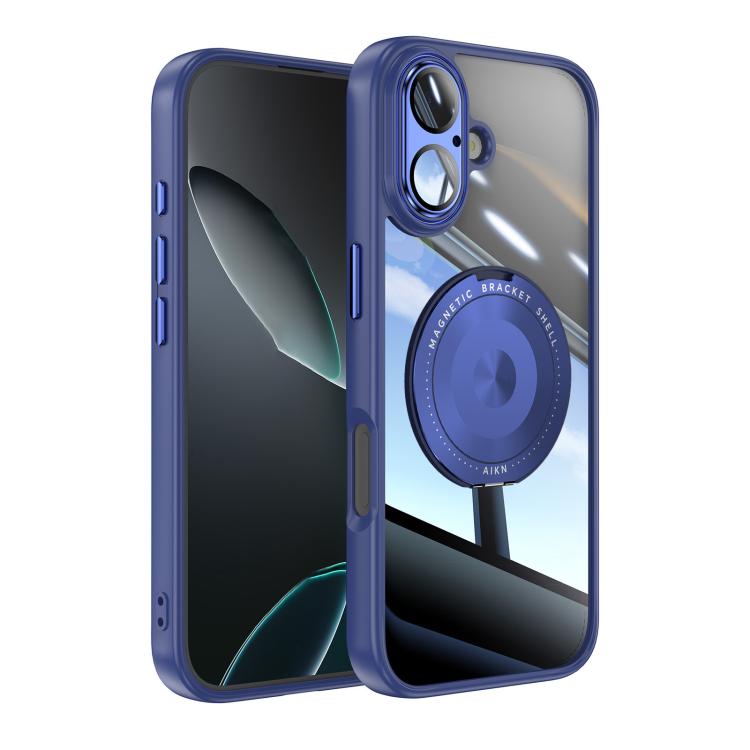 For iPhone 17 360 Holder Magsafe Acrylic Hybrid TPU Phone Case(Blue)
