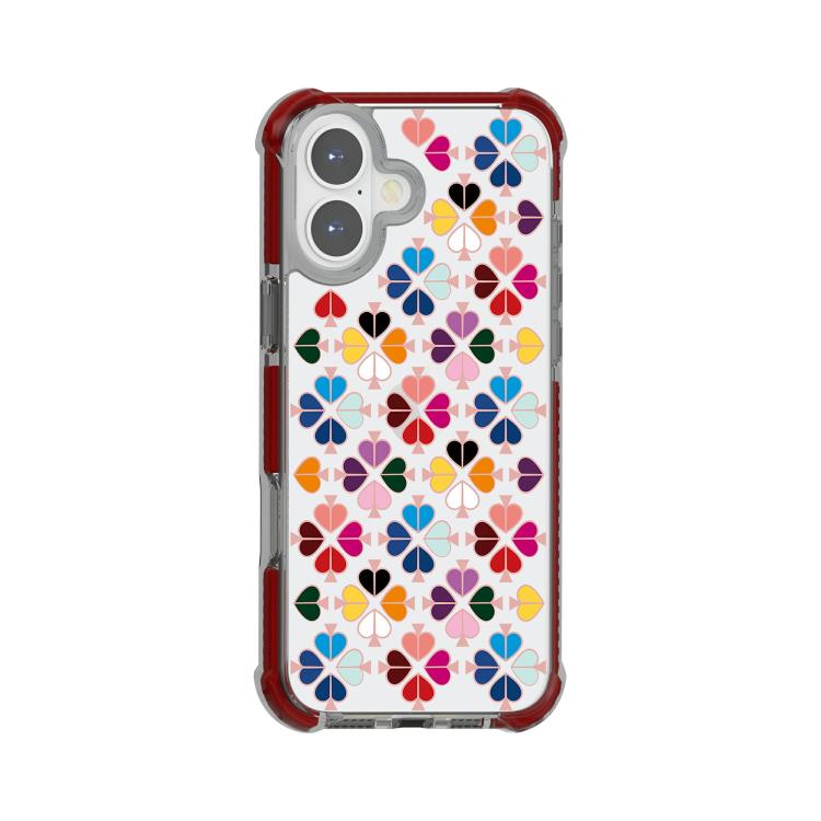 For iPhone 17 Acrylic Four-Corner Shockproof Heart Pattern Phone Case(Brown)
