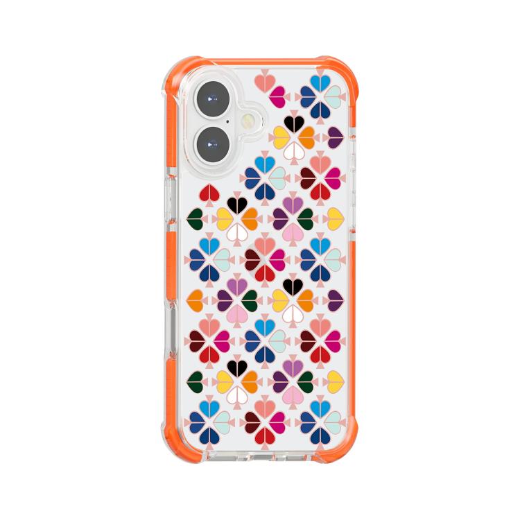 For iPhone 17 Acrylic Four-Corner Shockproof Heart Pattern Phone Case(Orange)