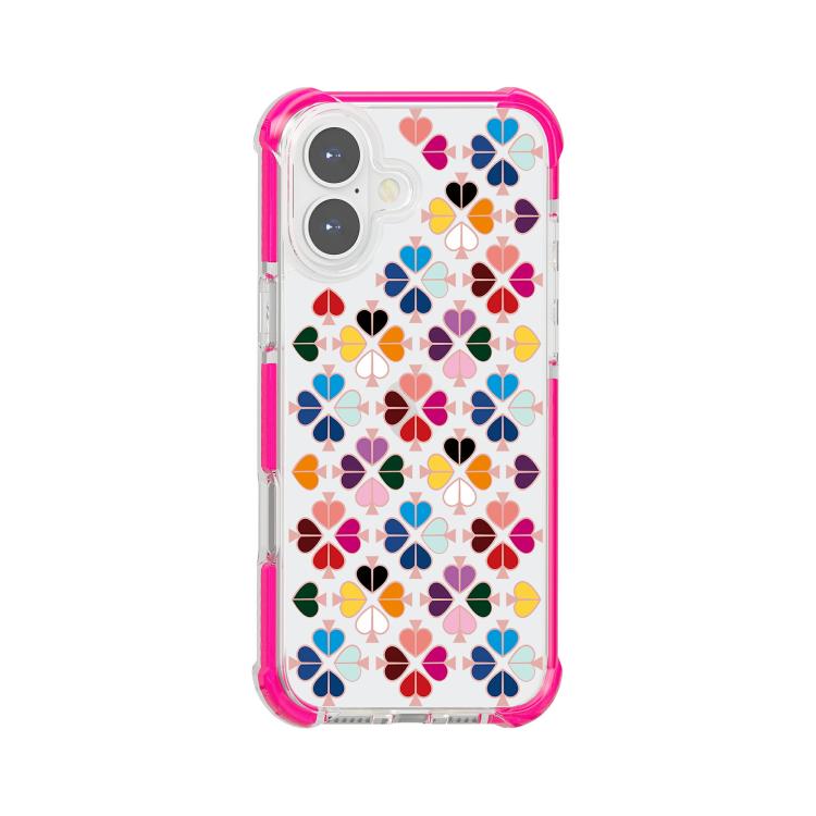 For iPhone 17 Acrylic Four-Corner Shockproof Heart Pattern Phone Case(Pink)