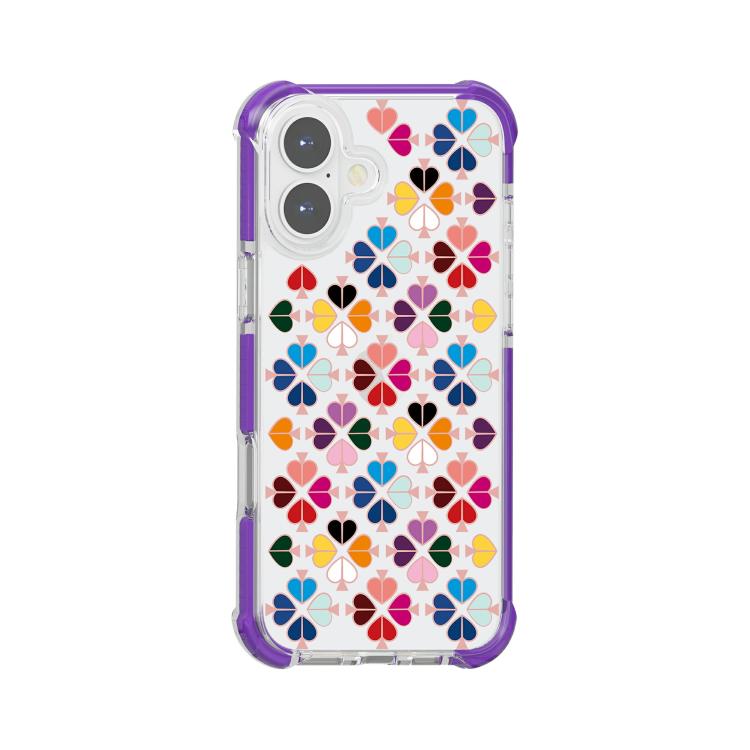 For iPhone 17 Acrylic Four-Corner Shockproof Heart Pattern Phone Case(Purple)