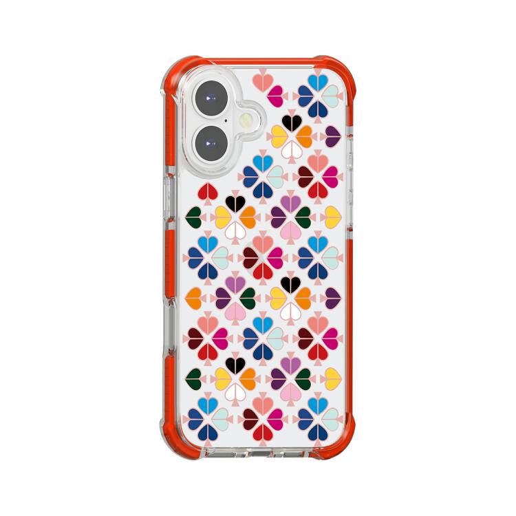 For iPhone 17 Acrylic Four-Corner Shockproof Heart Pattern Phone Case(Red)