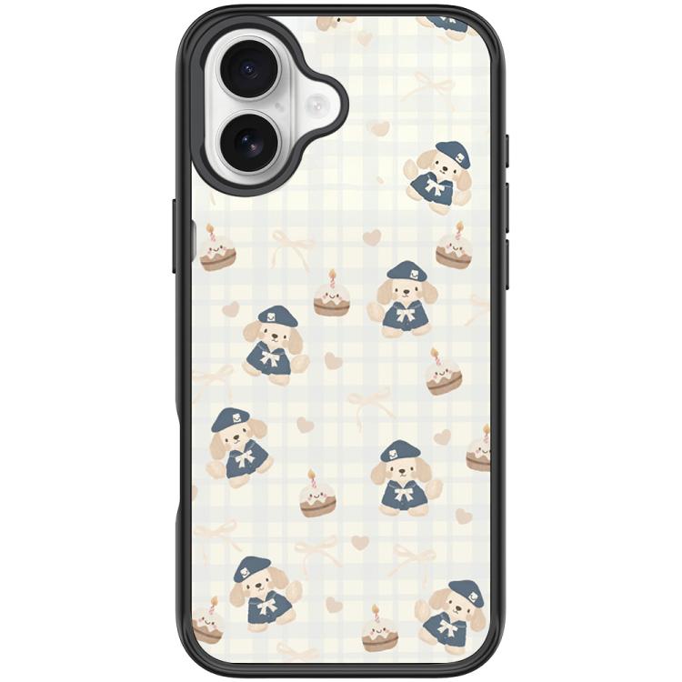 For iPhone 17 Adorable Beret Puppy Pattern Magnetic Phone Case(Black)