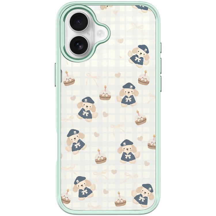 For iPhone 17 Adorable Beret Puppy Pattern Magnetic Phone Case(Light Green)