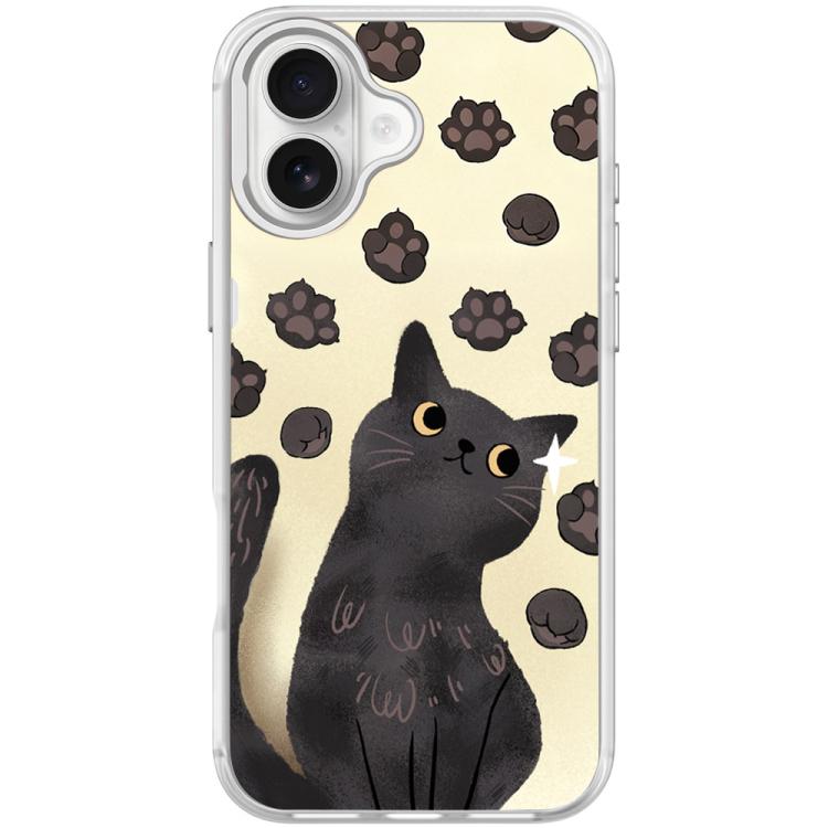 For iPhone 17 Adorable Cat Claw Pattern Magnetic Phone Case(Transparent White)