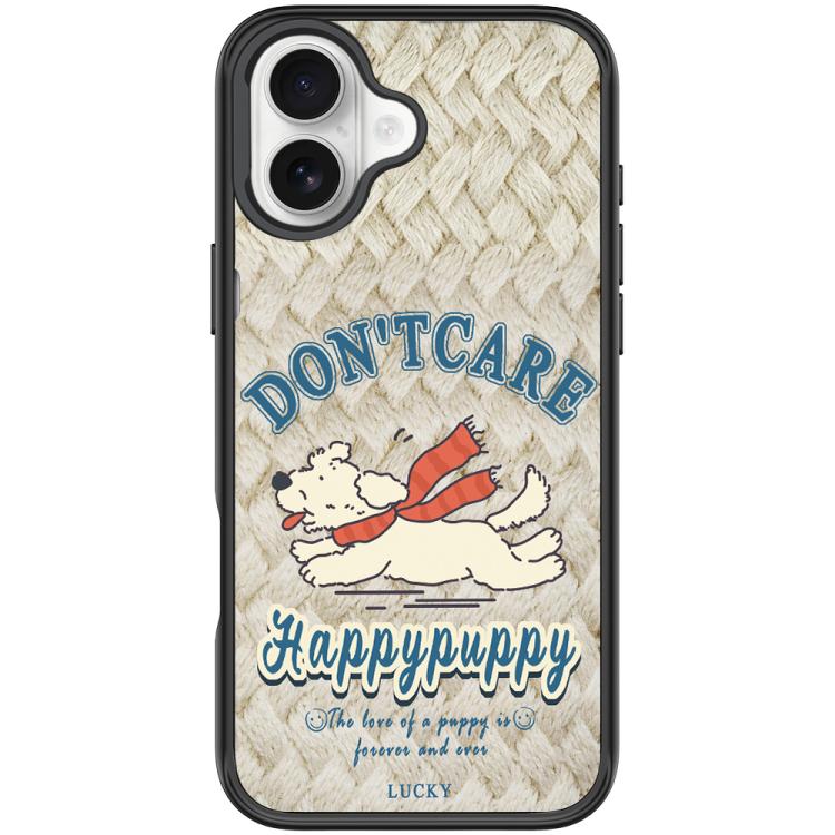 For iPhone 17 Adorable Happy Puppy Pattern Magnetic Phone Case(Black)