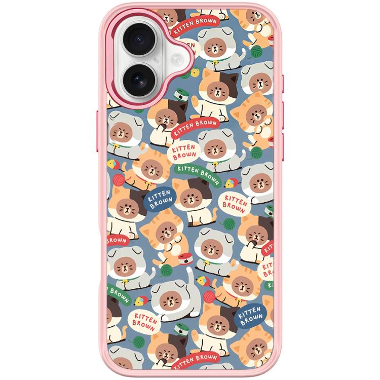 For iPhone 17 Adorable Little Bear Pattern Magnetic Phone Case(Pink)