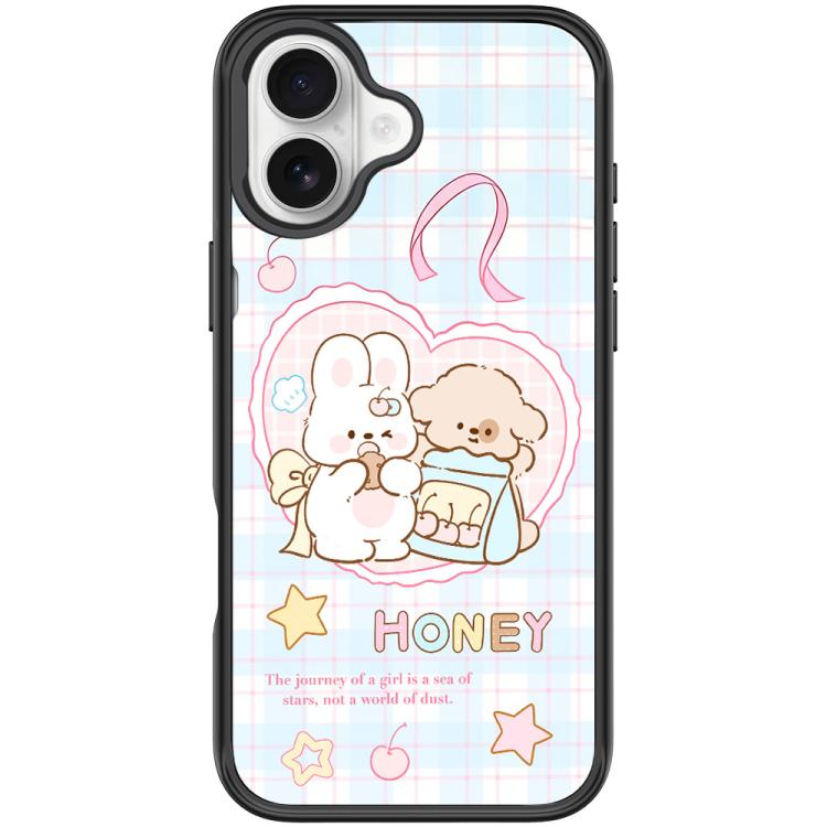For iPhone 17 Adorable Love Rabbit Pattern Magnetic Phone Case(Black)
