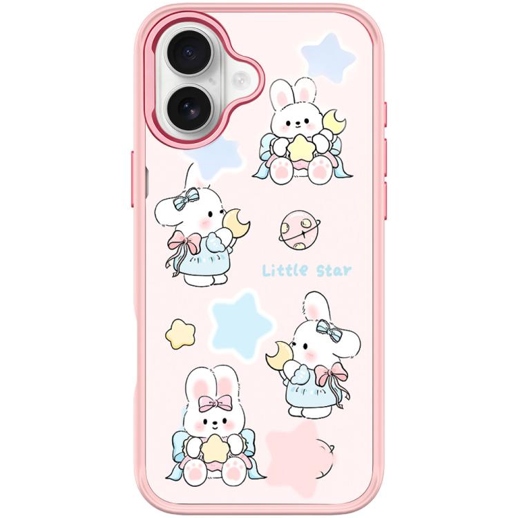 For iPhone 17 Adorable Rabbit and Little Star Pattern Magnetic Phone Case(Pink)