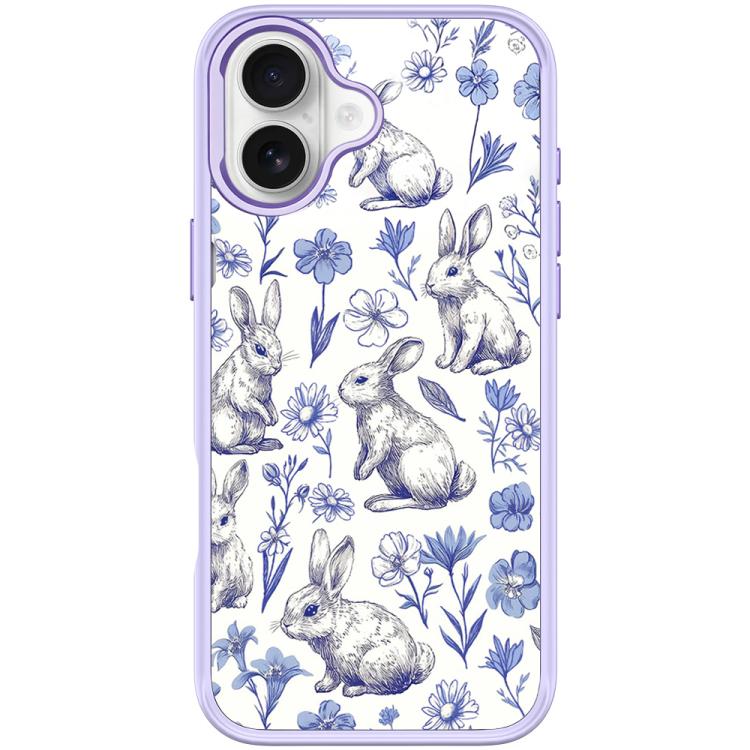 For iPhone 17 Adorable Sketch Rabbit Pattern Magnetic Phone Case(Light Purple)