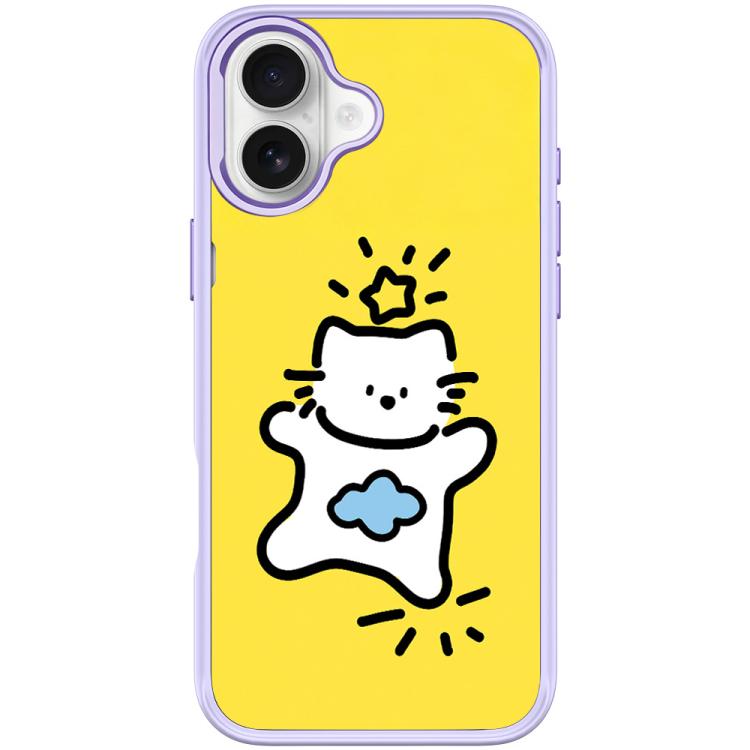 For iPhone 17 Adorable Stars Cloud Cat Pattern Magnetic Phone Case(Light Purple)