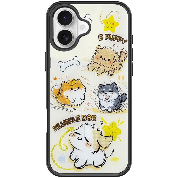 For iPhone 17 Adorable Whirlwind Dog Pattern Magnetic Phone Case(Black)