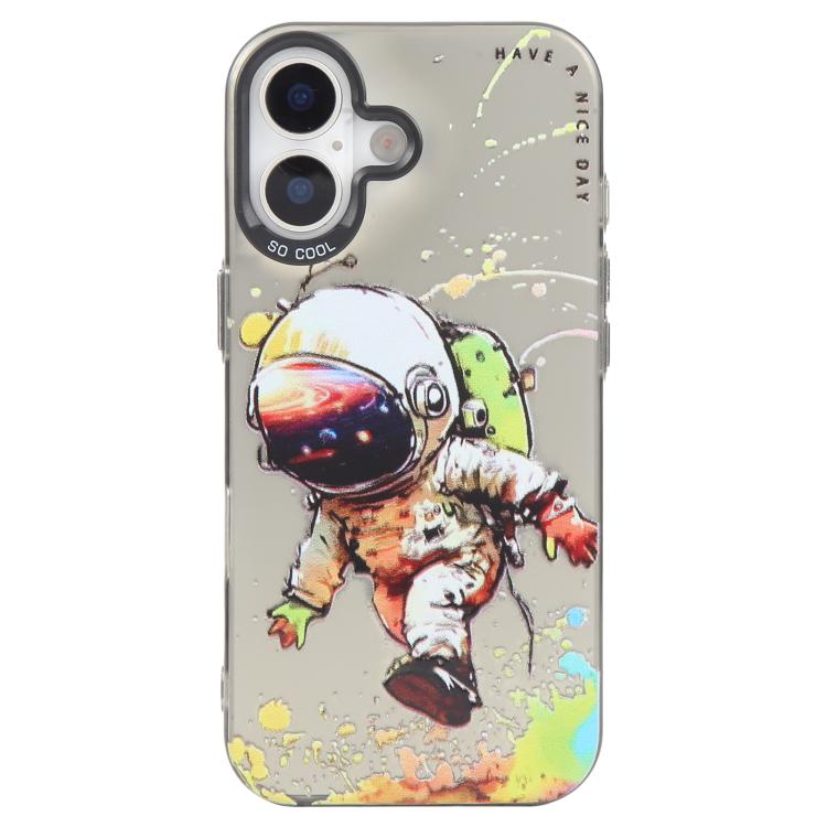 For iPhone 17 Animal Pattern Oil Painting Series PC + TPU Phone Case(Astronaut)