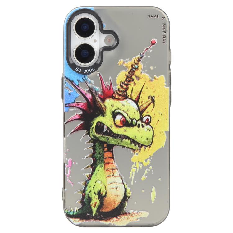 For iPhone 17 Animal Pattern Oil Painting Series PC + TPU Phone Case(Dragon)