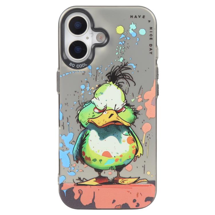 For iPhone 17 Animal Pattern Oil Painting Series PC + TPU Phone Case(Wrath Duck)