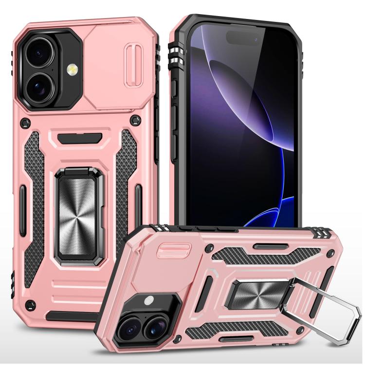 For iPhone 17 Armor PC + TPU Camera Shield Phone Case(Rose Gold)