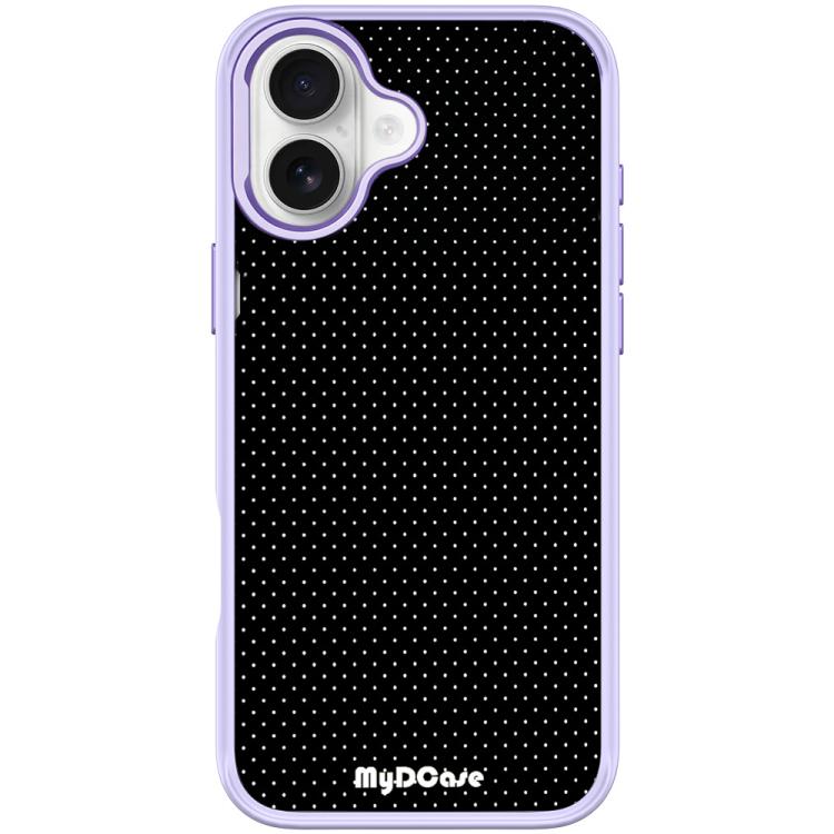 For iPhone 17 Black Dots Pattern Magnetic Phone Case(Light Purple)