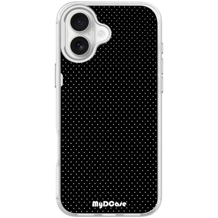 For iPhone 17 Black Dots Pattern Magnetic Phone Case(Transparent White)