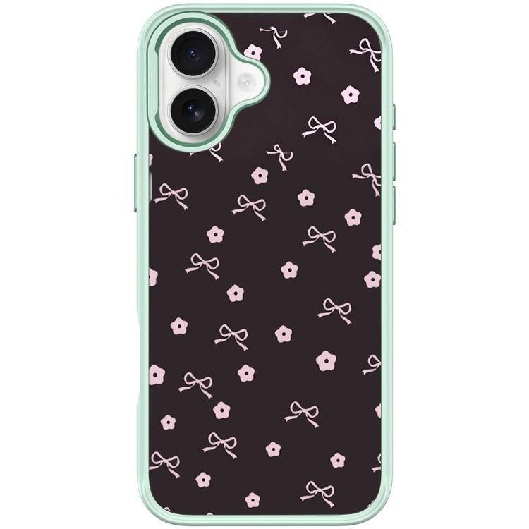 For iPhone 17 Bow Flower Pattern Magnetic Phone Case(Light Green)