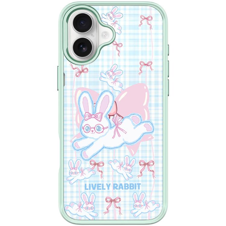 For iPhone 17 Bow Rabbit Pattern Magnetic Phone Case(Light Green)
