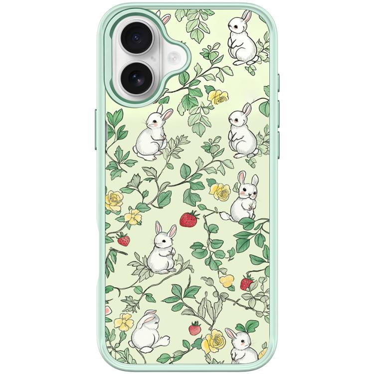 For iPhone 17 Branch Rabbit Pattern Magnetic Phone Case(Light Green)