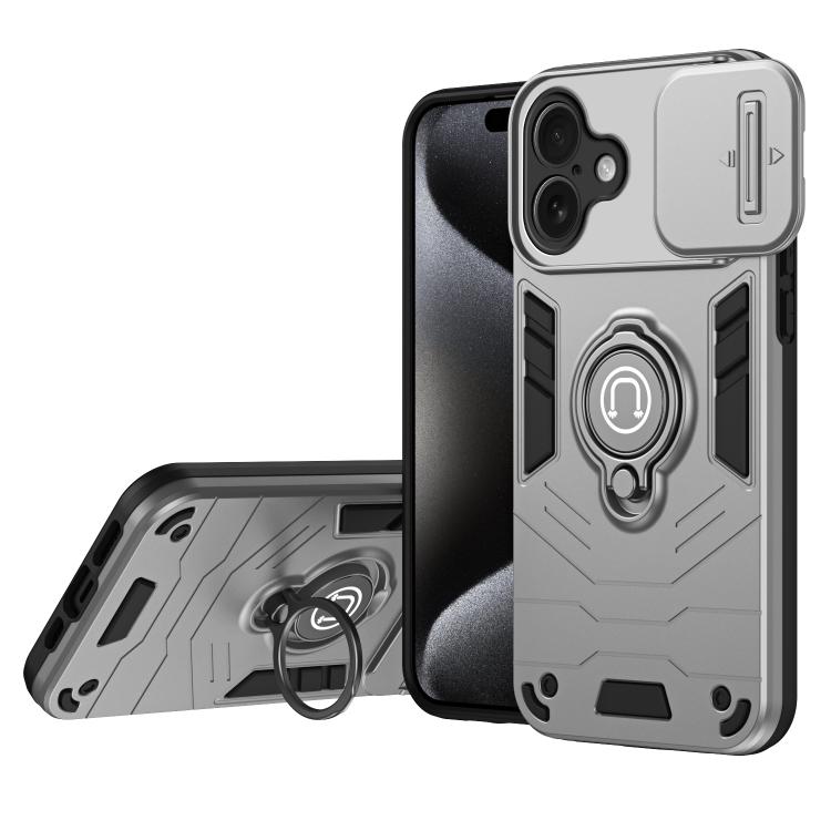 For iPhone 17 Camshield Ring Holder Phone Case(Grey)