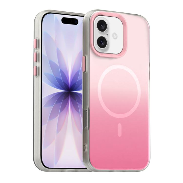 For iPhone 17 Candy Gradient Series 3 in 1 Hybrid Magnetic Phone Case(Pink)