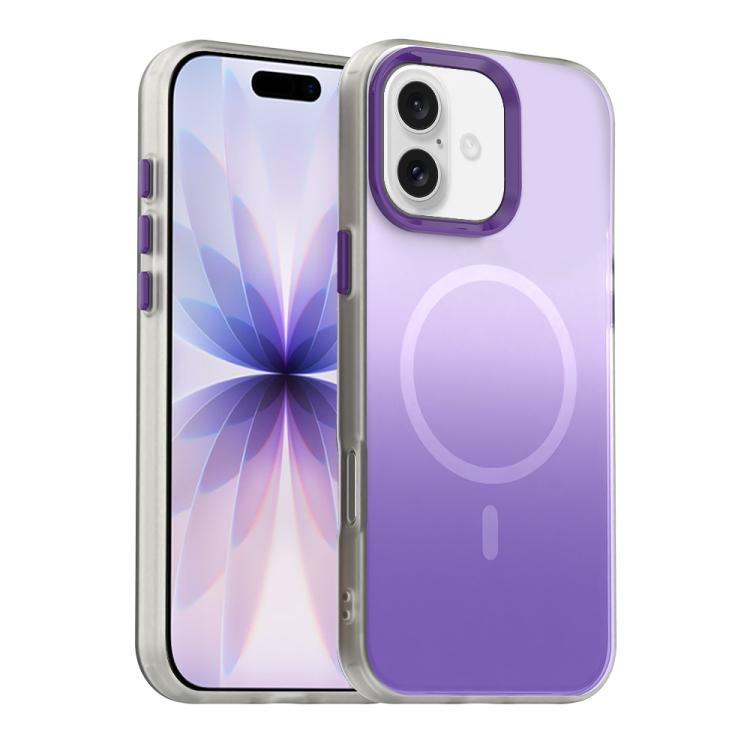 For iPhone 17 Candy Gradient Series 3 in 1 Hybrid Magnetic Phone Case(Purple)