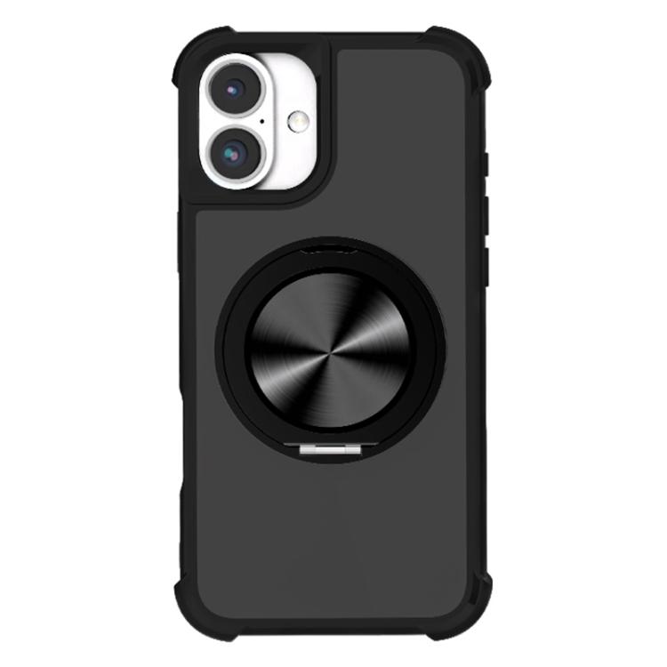 For iPhone 17 CD Texture 360 Degree Rotating Holder MagSafe Phone Case(Black)
