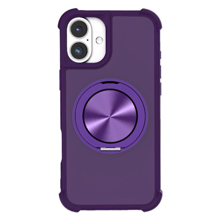 For iPhone 17 CD Texture 360 Degree Rotating Holder MagSafe Phone Case(Purple)