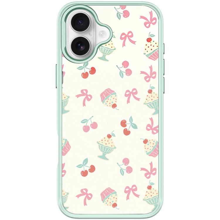 For iPhone 17 Cherry Cake Pattern Magnetic Phone Case(Light Green)