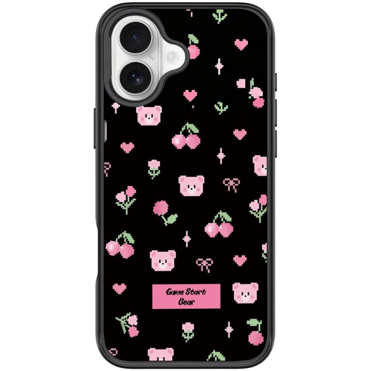 For iPhone 17 Cherry Pattern Magnetic Phone Case(Black)