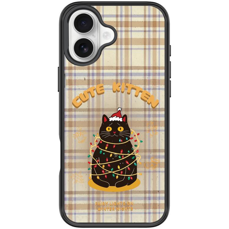 For iPhone 17 Christmas Cat Pattern Magnetic Phone Case(Black)