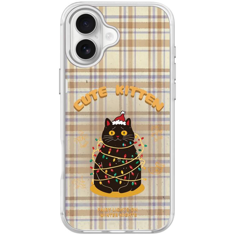 For iPhone 17 Christmas Cat Pattern Magnetic Phone Case(Transparent White)