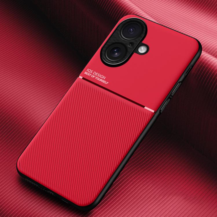 For iPhone 17 Classic Tilt Strip Grain Magnetic Shockproof PC + TPU Phone Case(Red)