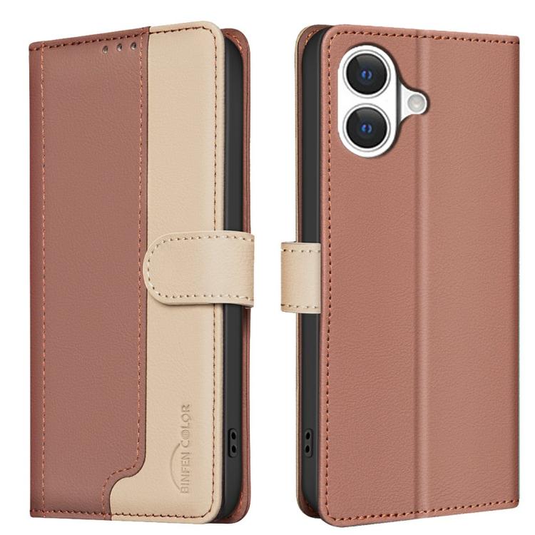 For iPhone 17 Color Matching RFID Anti-theft Leather Phone Case(Brown)