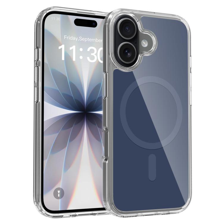 For iPhone 17 Colorful Hard PC Hybrid Soft TPU Magnetic Phone Case(Blue)