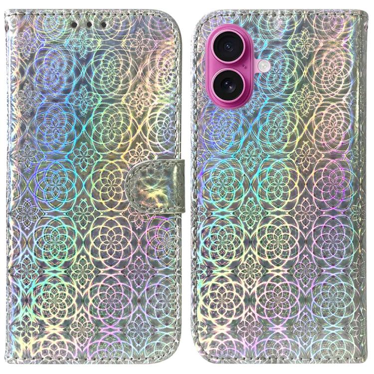 For iPhone 17 Colorful Magnetic Buckle Leather Phone Case(Silver)