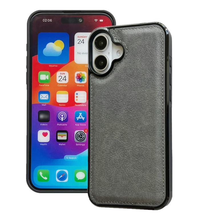 For iPhone 17 Cowhide Texture Back Cover Phone Case(Grey)