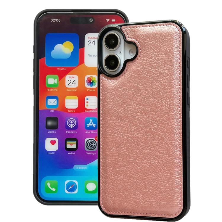 For iPhone 17 Cowhide Texture Back Cover Phone Case(Rose Gold)