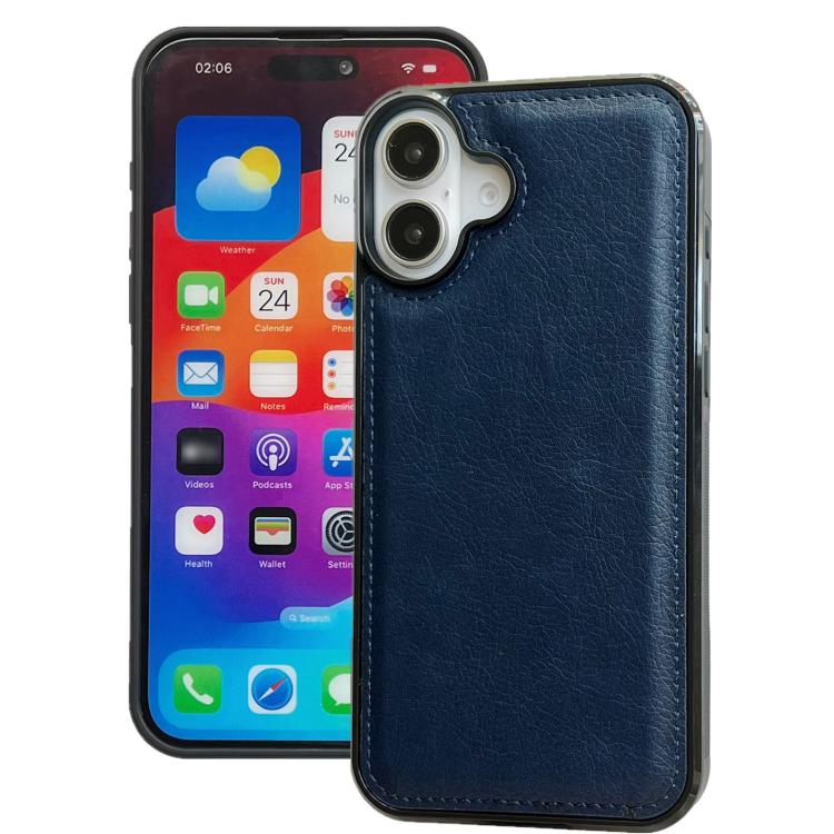 For iPhone 17 Cowhide Texture Back Cover Phone Case(Royal Blue)