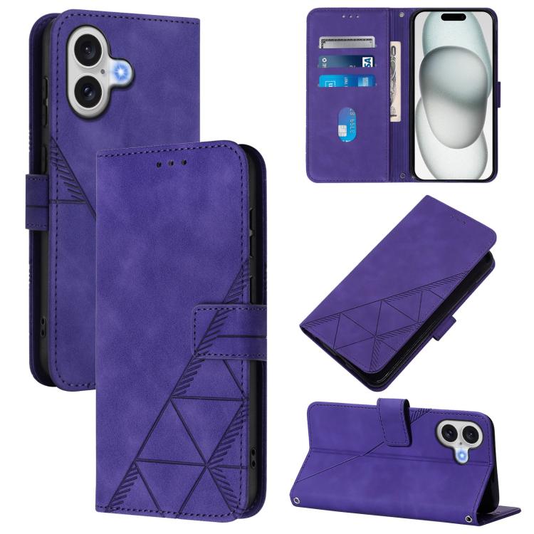 For iPhone 17 Crossbody 3D Embossed Flip Leather Phone Case(Purple)