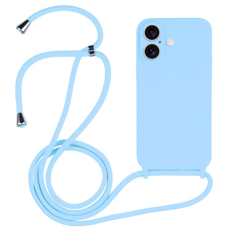 For iPhone 17 Crossbody Lanyard Liquid Silicone Case(Blue)